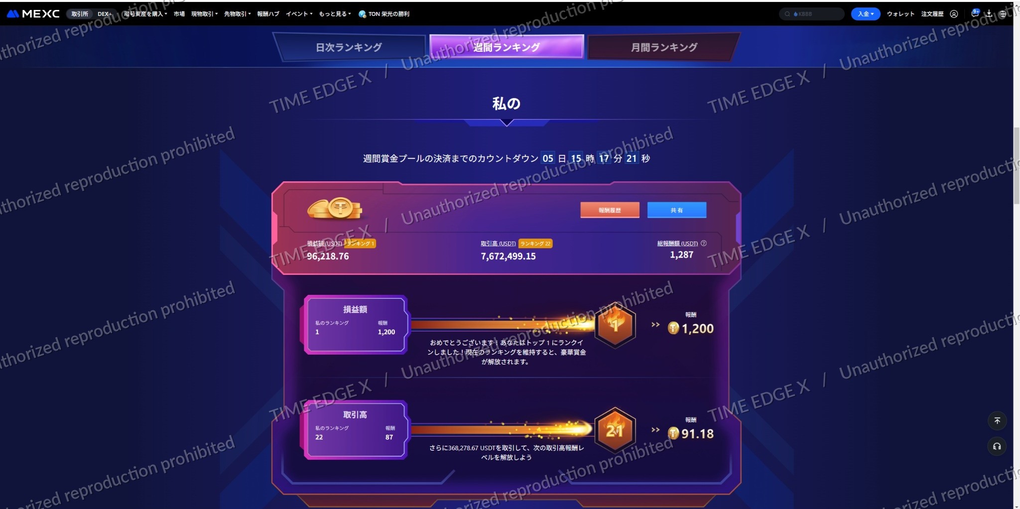 MEXC 週間ランキング1位
